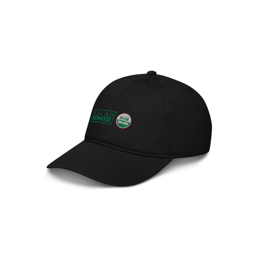 Black SaladPower cap, angled view