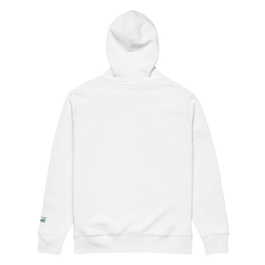 White SaladPower hoodie, back view