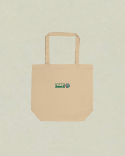 Small natural canvas SaladPower tote bag with the SaladPower logo and USDA Organic seal printed on the front